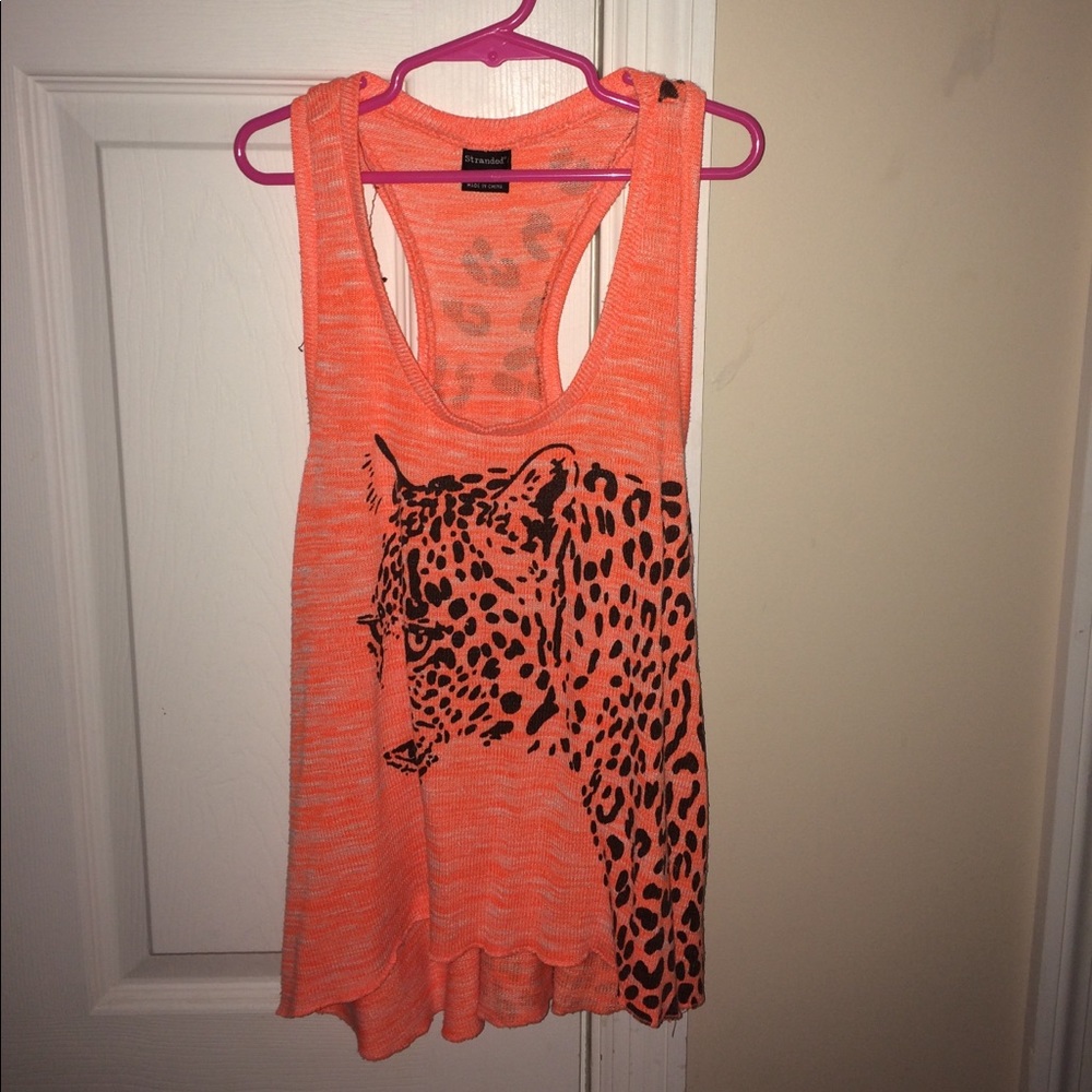 Orange tank top with cheetah print!
